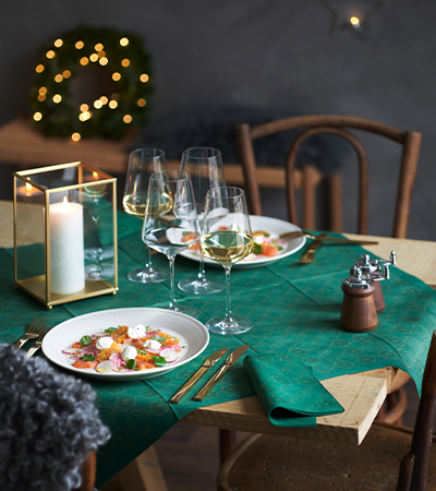 Green festive table setting