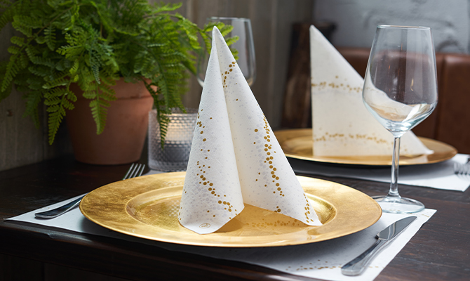Festive new year table setting in white