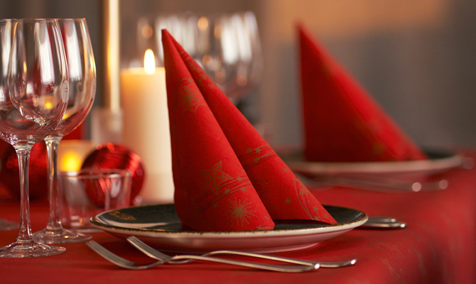 Festive red Christmas paper napkin